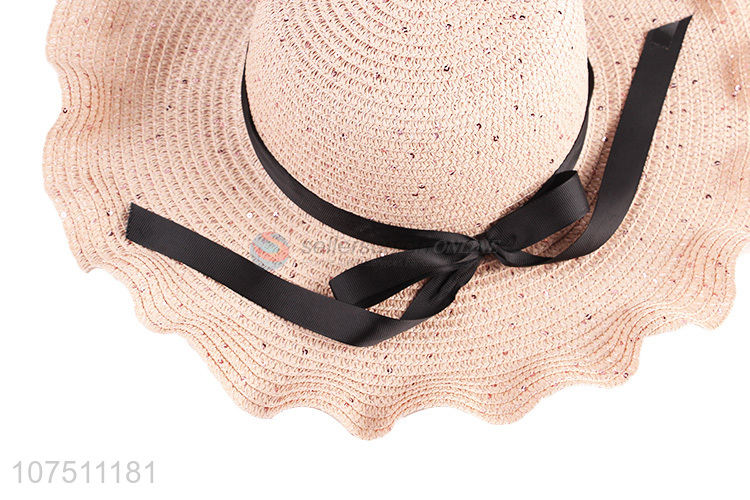 Promotional wide brim women straw hat summer fashion beach hat