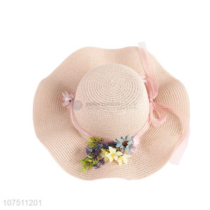 China supplier graceful wide brim women straw hat floppy sun hat