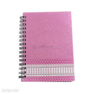 Wholesale hard cover a6 spiral notebook glitter student notebooks