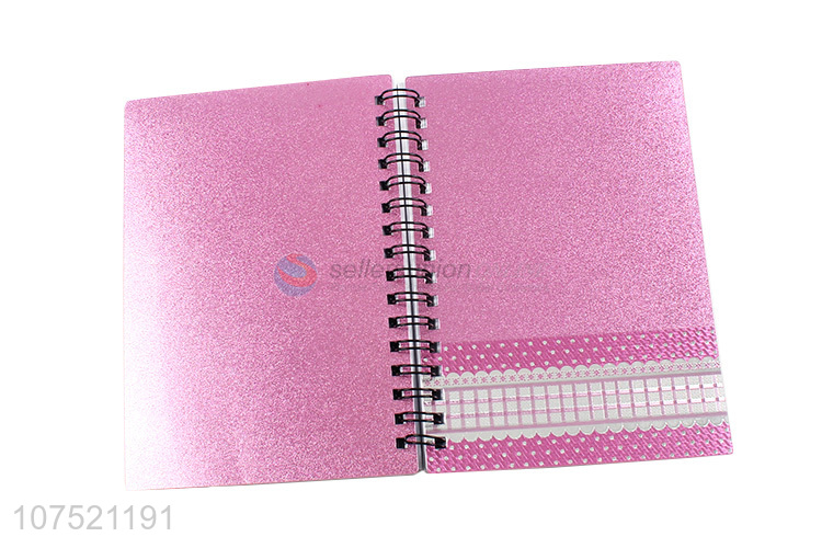 Wholesale hard cover a6 spiral notebook glitter student notebooks