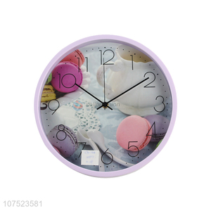 China factory personalized macarons pattern wall clock living room bedroom silent clock