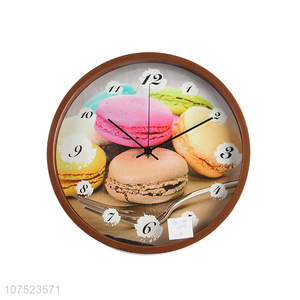 Hot selling decorative macarons pattern bedroom wall clock classroom plastic quartz clock