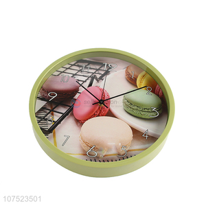 High quality macarons pattern wall clock no-punch quartz clock for classroom decoration