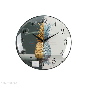 New products modern pineapple pattern silence wall clock living room plastic wall clock