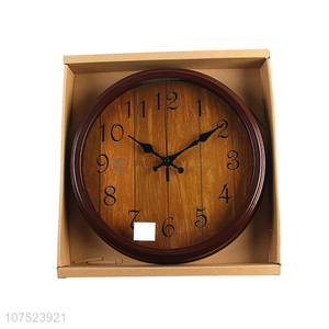 Factory price modern creative wood grain wall clock living room wall clock