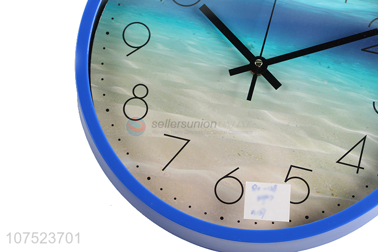 Low price creative ocean pattern living room bedroom hanging quartz clock wall clock