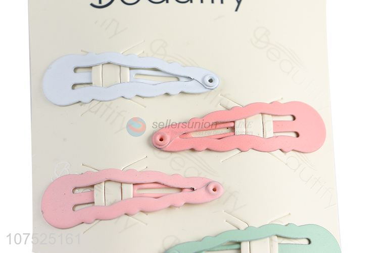 Good sale candy-colored waterdrop iron hairpins hair clips for girls
