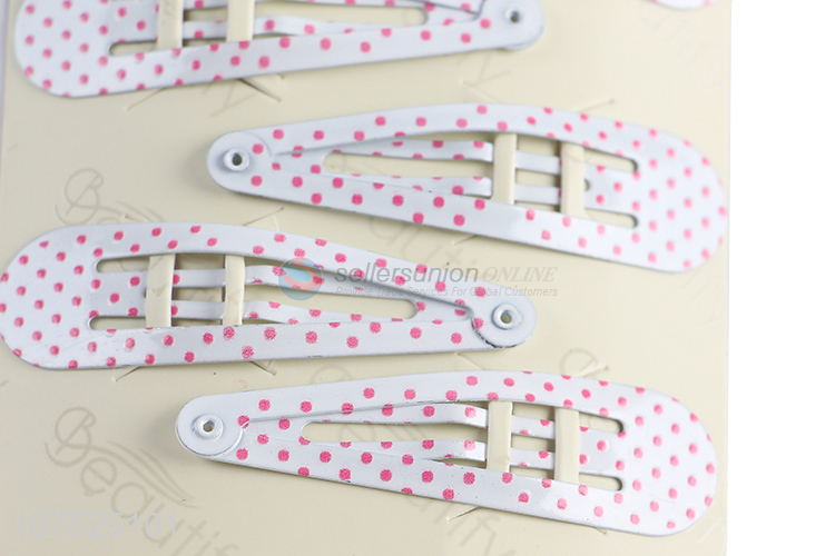 Wholesale polka dot printed iron hair clips metal hairpin set