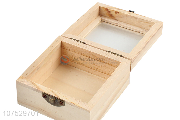 Hot products wooden jewelry box with clear glass window lid