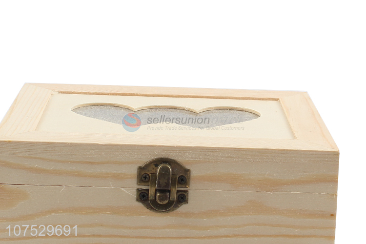 Wholesale wooden jewelry box with two-hearted shape window lid