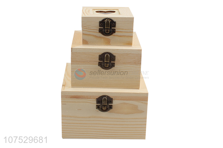 Factory direct sale wooden jewelry box with heart shape window lid