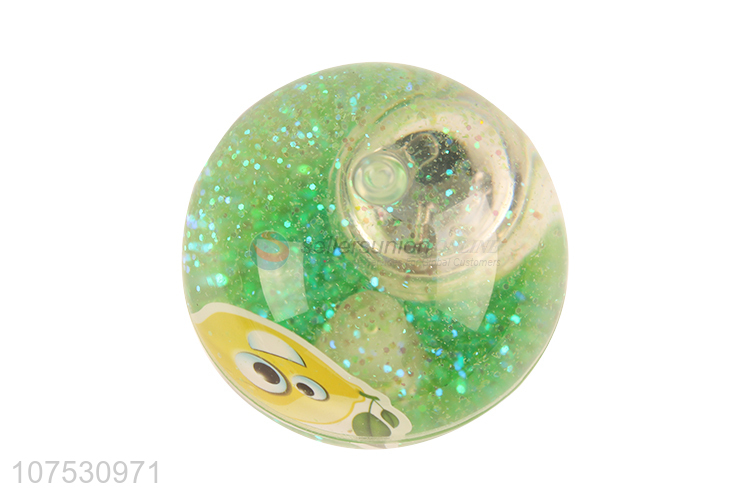 Promotional light up glitter bouncy water ball with lemon card