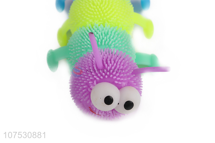 Good quality flashing caterpillar toy flashing puffer ball vent toy