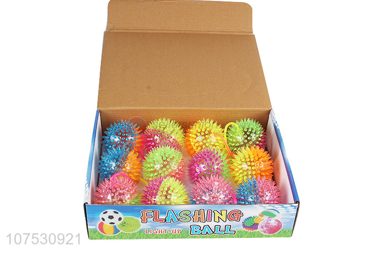 Factory price colorful transparent light up spiky puffer ball squeeze toy