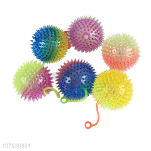Promotional colorful transparent led flashing spiky puffer ball for children