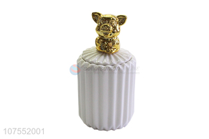 Reasonable Price Ceramic Storage Jar With Gold Pig Ceramic Lid