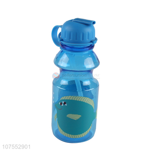 Wholesale cartoon plastic straw water bottle kids flip straw bottle