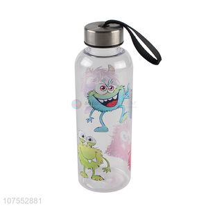 New products cartoon monsters printed plastic water bottle with stainless steel lid