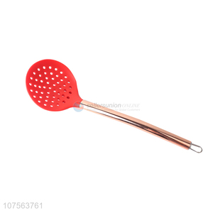 China factory silicone cooking skimmer with gold stainless steel handle