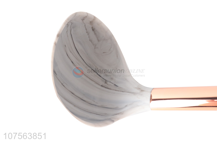 China manufacturer gold stainless steel handle marbling silicone soup ladle