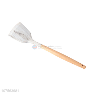 New arrival creative marbling silicone turner with wooden handle