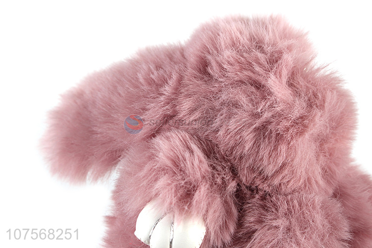 Good quality faux rabbit fur key chain fluffy animal key chain toy