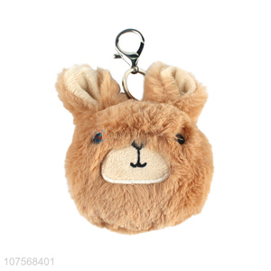 Latest design faux fur pom pom key chain bag charm fluffy bear keyring