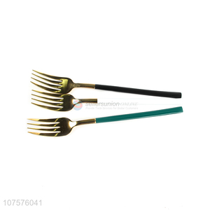 Suitable Price Gold Stainless Steel Fork With Colorful Handle