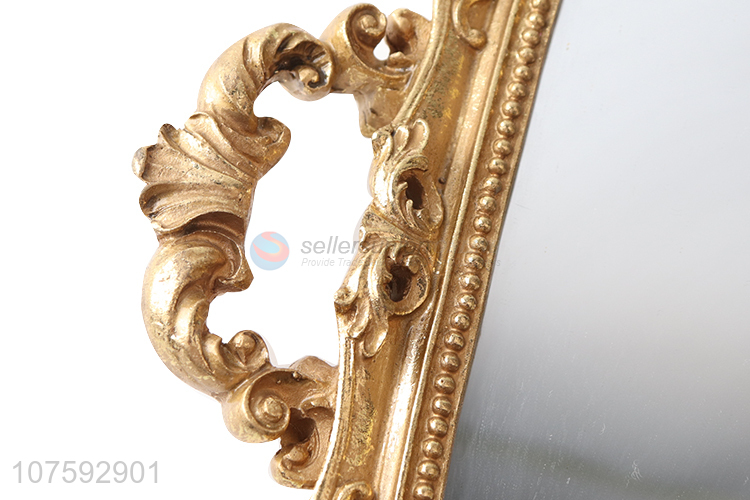 Best Sale Luxury Antique Gold Decoration Serving Tray Resin Mirror Serving Tray