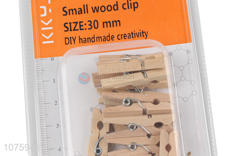 Factory price 30mm natural color wooden clip wood clothes pegs