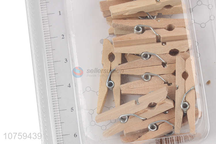 Factory price 30mm natural color wooden clip wood clothes pegs