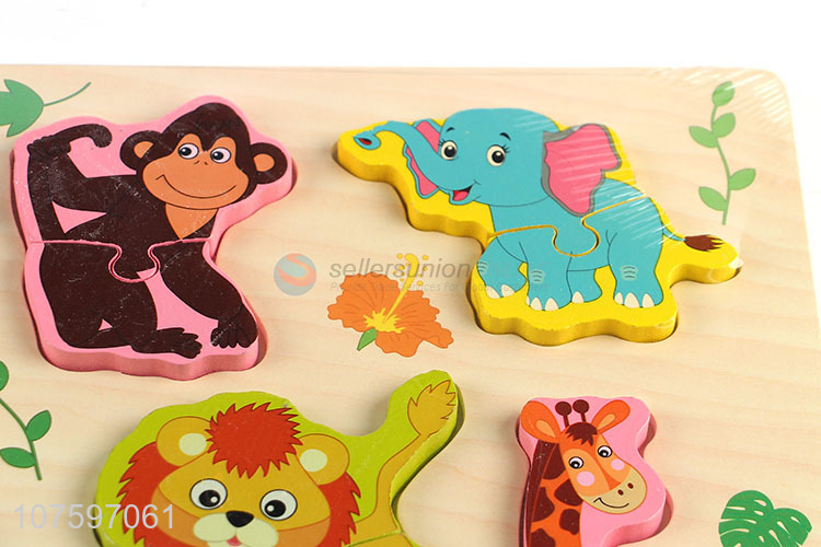 Hot sale kids wood toys educational wooden animal puzzle jigsaw