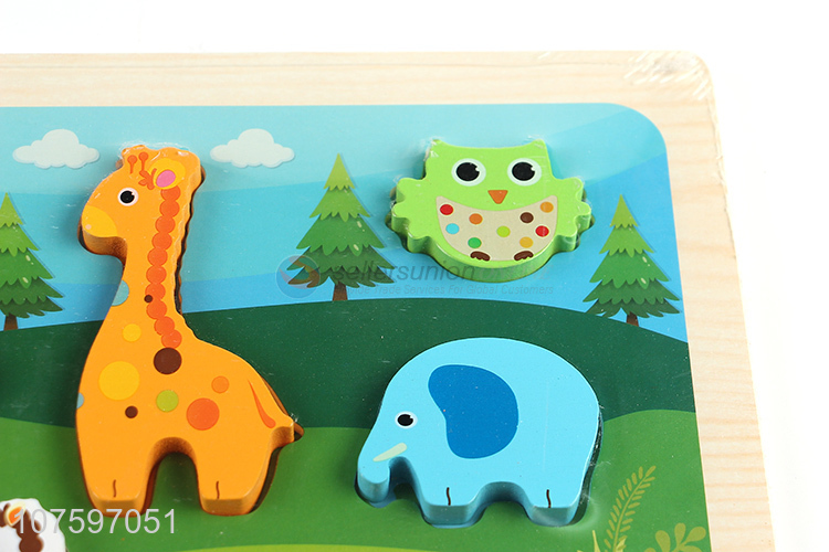 Good quality kids educational toy wooden wild animal puzzle board toy