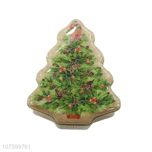 New Style Christmas Tree Shape Metal Box Multipurpose Storage Box