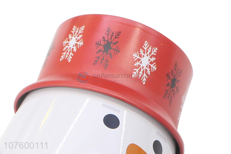 Cartoon Snowman Shape Christmas Decoration Candy Box Tin Box Storage Box