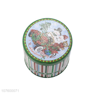 Fashion Printing Cylinder Colorful Christmas Decoration <em>Packing</em> <em>Box</em> Tin <em>Box</em>