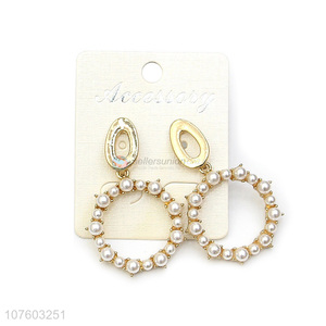 China manufacturer pearl alloy ear studs pearl jewelry for women