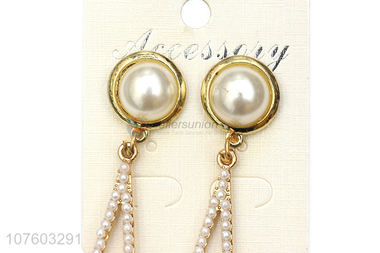 Latest arrival geometric pearl ear studs alloy stud earring jewelry