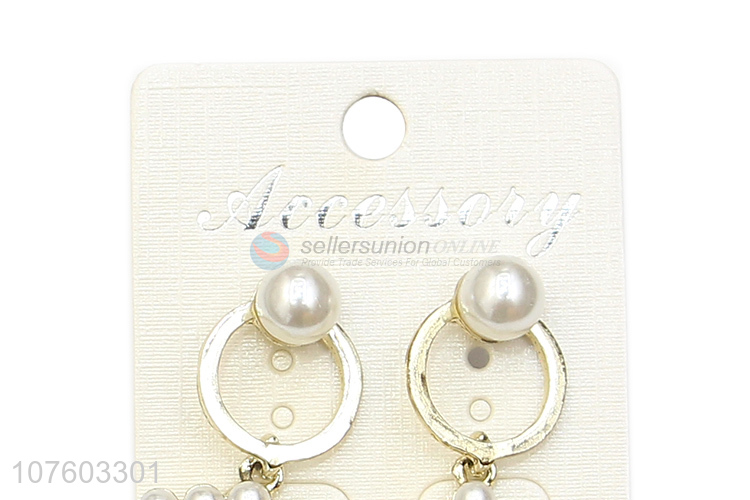 Hot selling alloy hoop pearl ear studs fashion women earrings