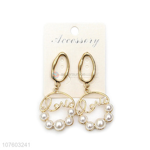 Best selling pearl alloy stud earrings artificial pearl jewelry