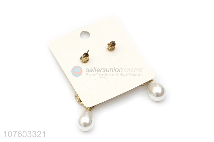 Fashion pearl drop earrings women alloy ear studs for girls