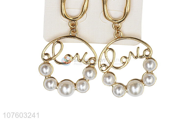 Best selling pearl alloy stud earrings artificial pearl jewelry