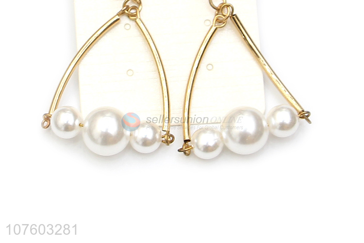 Hot products geometric pearl earrings pearl alloy stud earring