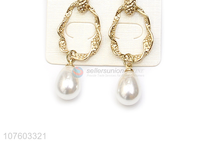 Fashion pearl drop earrings women alloy ear studs for girls