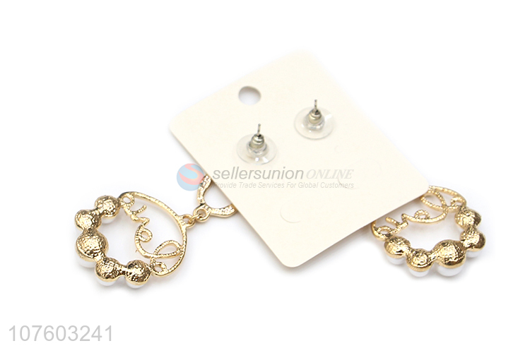 Best selling pearl alloy stud earrings artificial pearl jewelry