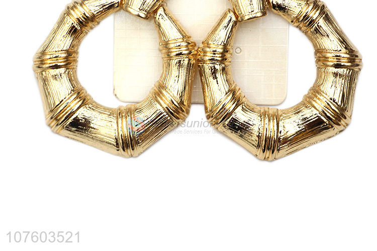 Hot selling chunky bamboo hoop alloy earrings fashion jewelry