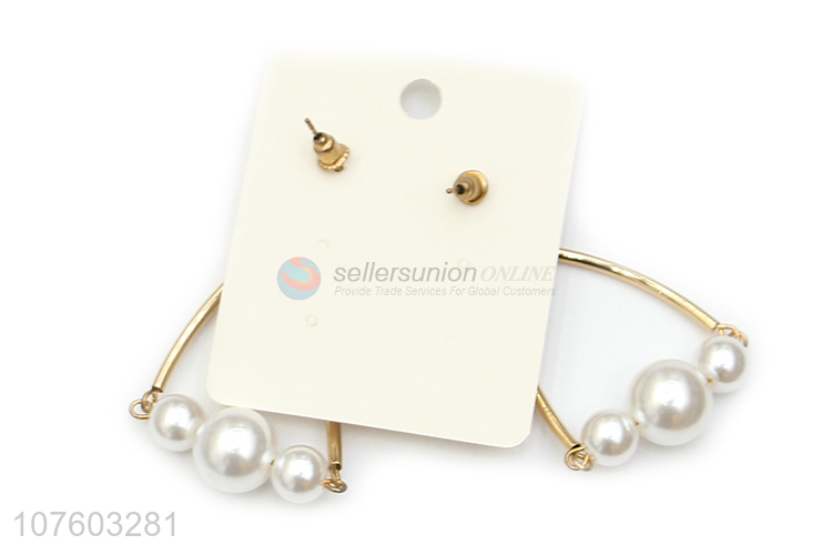 Hot products geometric pearl earrings pearl alloy stud earring