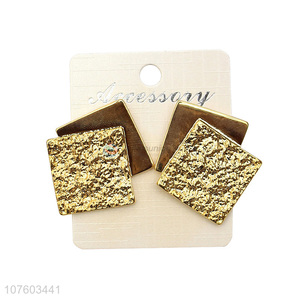 New products square alloy ear studs with hammered texture