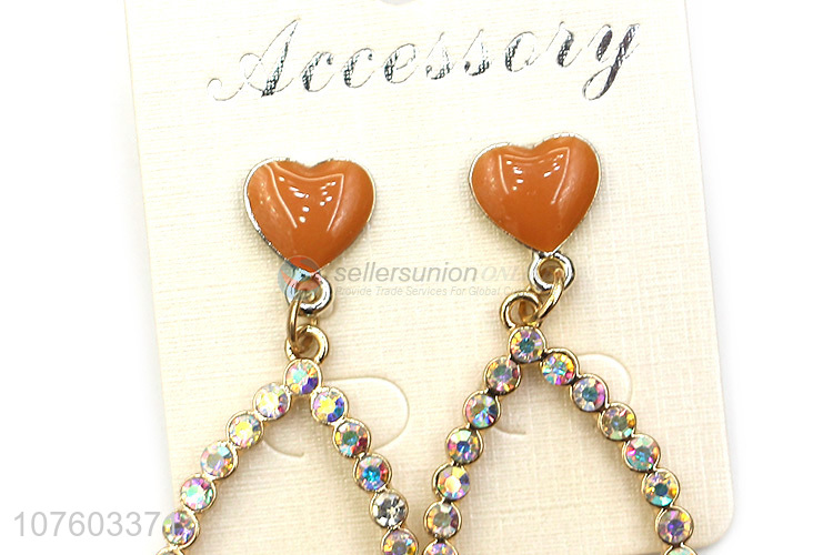 Most popular colorful rhinestone earrings waterdrop hoop ear studs