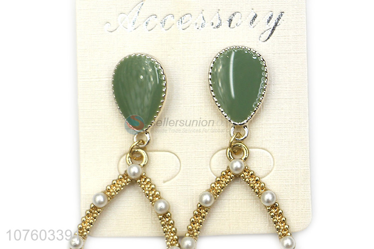 Promotional fashion waterdrop hoop pearl earrings enamel earrings